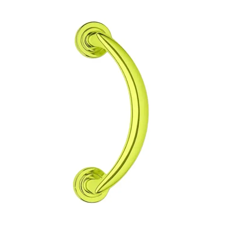 Bestel Nu Maniglione zancato Cometa Ghidini per porta, interasse 180 mm, rosetta tonda 45 mm, Ottone finitura G-Plus Pvd