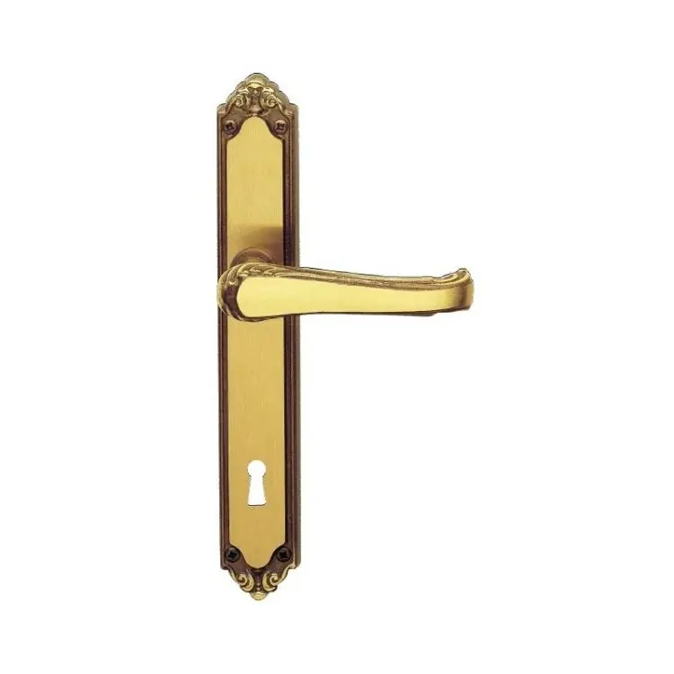 Must-Have Maniglia Lady Ghidini per porta interna, placca lunga 240x38 mm, foro Patent interasse 90, Ottone finitura Fumè