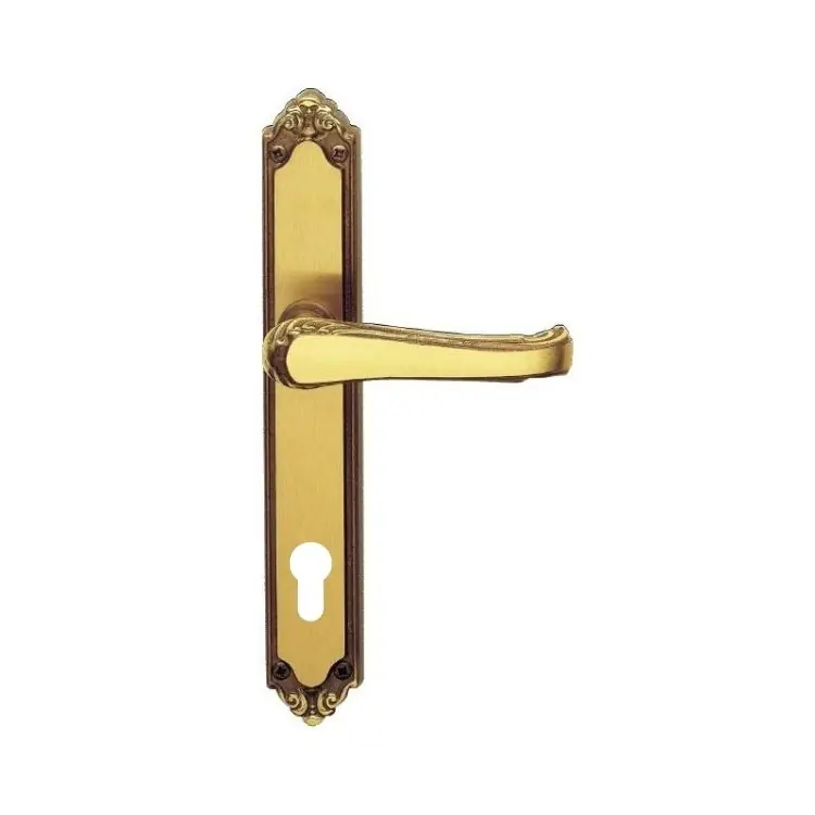 Meest Verkocht Maniglia Lady Ghidini per porta interna, placca lunga 240x38 mm, foro Yale interasse 85, Ottone finitura Fumè
