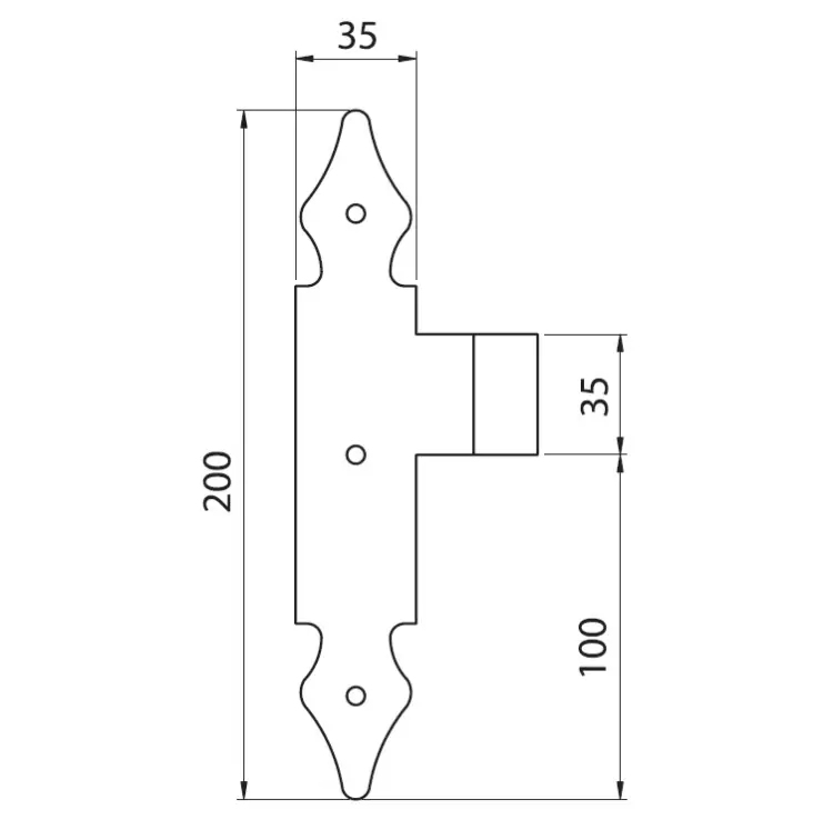 Mezzo squadro Ghidini per persiana, quadro, occhio laterale, altezza 200 mm, finitura Zinco Tropical e Nero Betrouwbaar