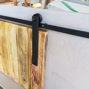 Speciale Aanbieding Kit binario scorrevole per ante mobili, Le Fabric, lunghezza binario in ferro 2000 mm, finitura Nero Opaco