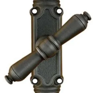 Korting Cremonese per aste esterne in ferro Galbusera art 2704, kit maniglia 327 Ø 8 mm, maniglia a clessidra piccola, finitura Nero Antico