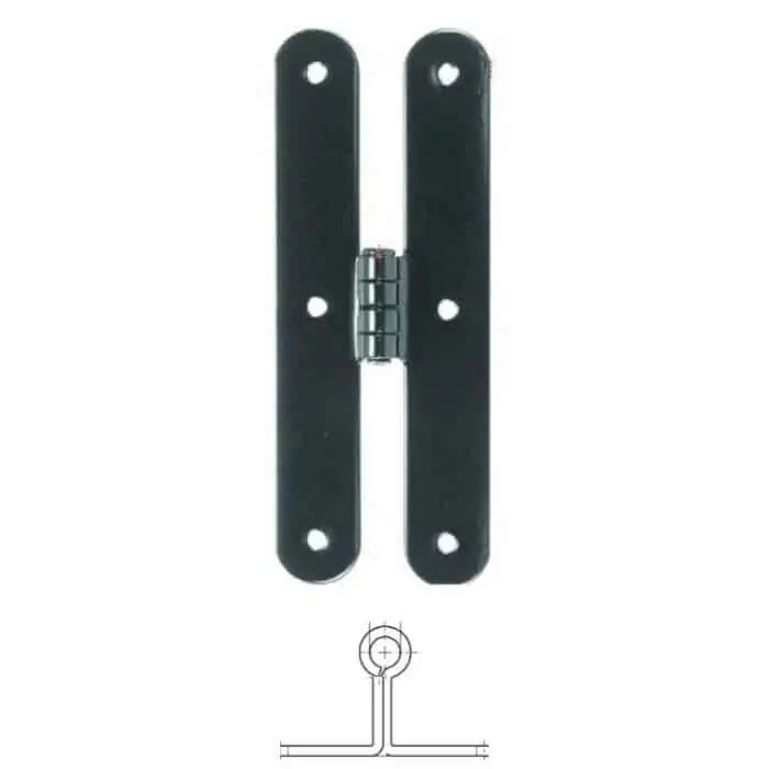 Veilige Betaling Bandella a doppio T serie tonda liscia R1, spina fissa, zanca da 20 mm, altezza 200 mm, larghezza 30 mm, finitura Verniciato Nero