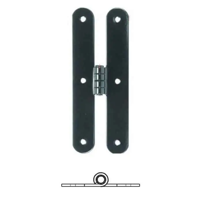 Hoge Kwaliteit Bandella a doppio T serie tonda liscia R1, spina fissa, altezza 200 mm, larghezza 30 mm, finitura Verniciato Nero