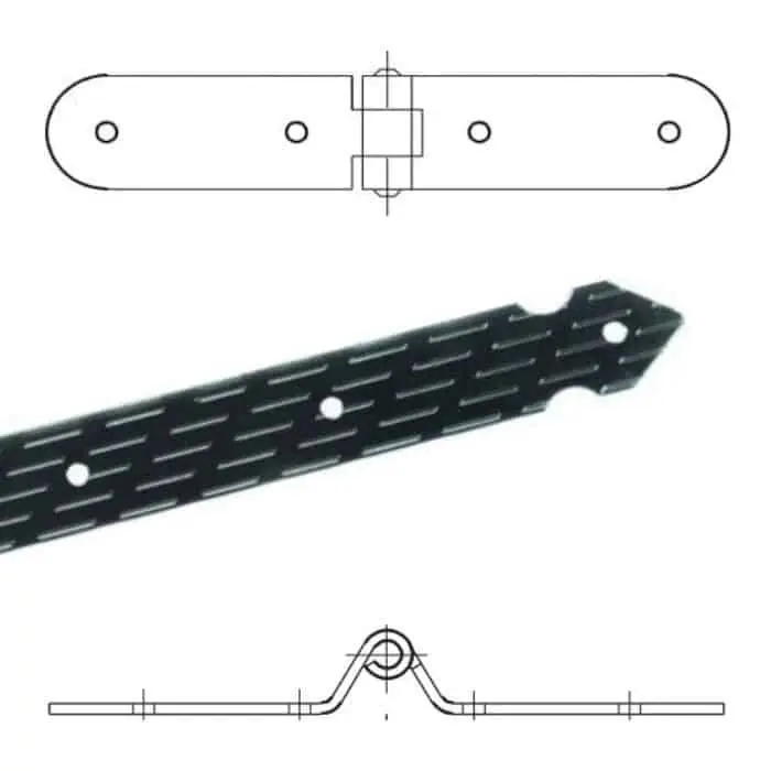 Korting Asenera serie lancia A1, lunghezza 150x150 mm, altezza 35 mm, zanca 15 mm, finitura Verniciato Nero