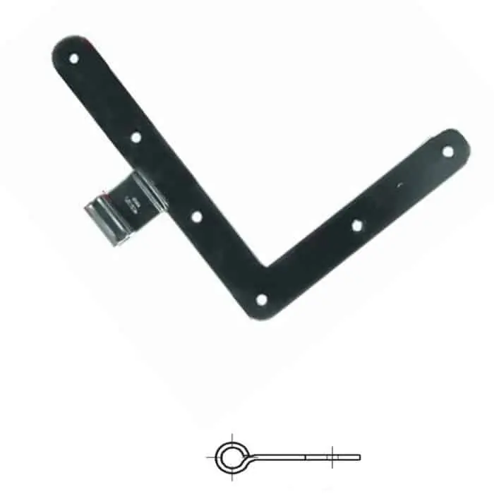 Squadro diametro 12 serie tonda liscia R1, lato sinistro, occhio centrale, lunghezza 200 mm, altezza 200 mm, finitura Verniciato Nero Betrouwbaar