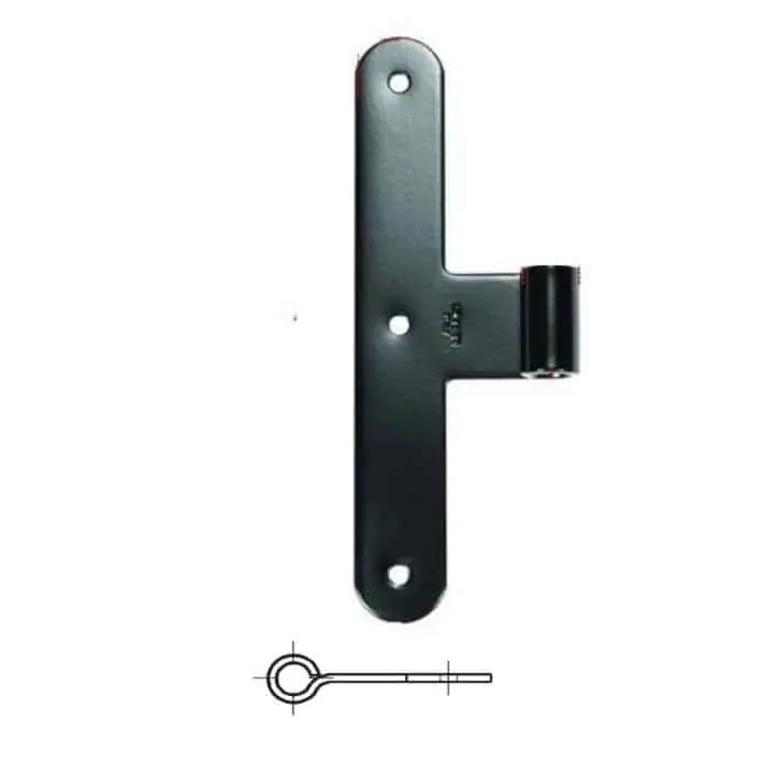 Bandella a T serie tonda liscia R1, occhio centrale diametro 12 con collo extra lungo, altezza 200 mm, larghezza 30 mm, finitura Verniciato Nero Premium