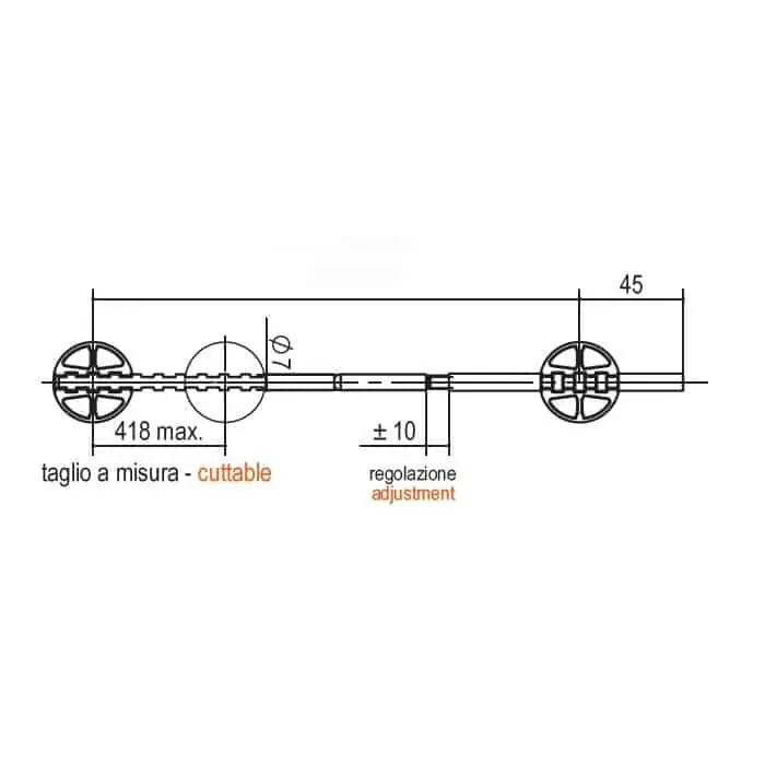 Barra raddrizza ante OMM da interno, interasse 2300/1910 mm, finitura grezzo Premium