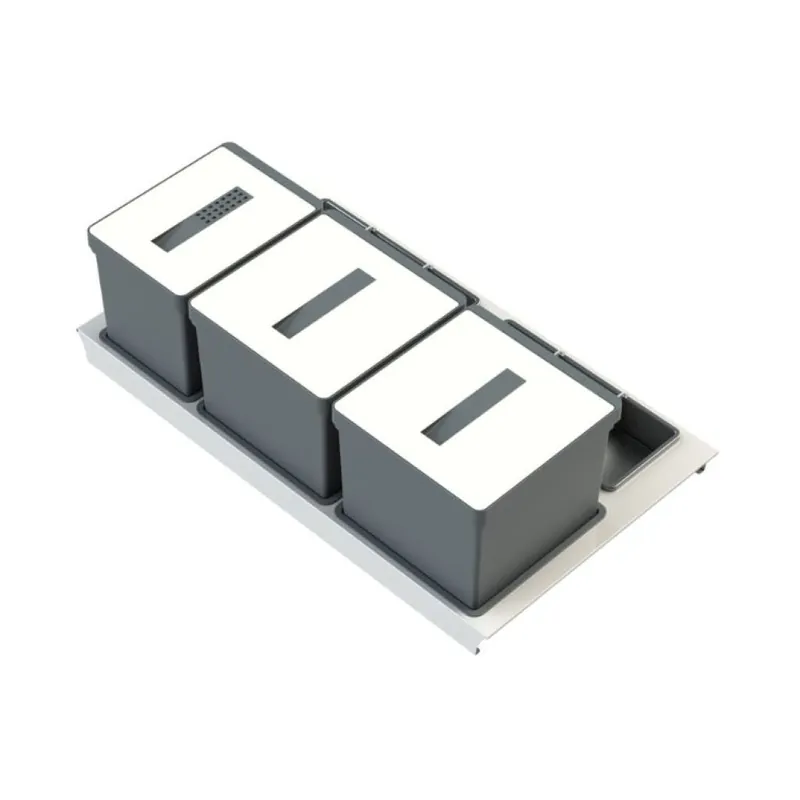Portarifiuti T2 Tecnoinox per sottolavello, base 900 mm, altezza 260 mm, 2 cesti, Alluminio finitura Bianco Gratis Retour