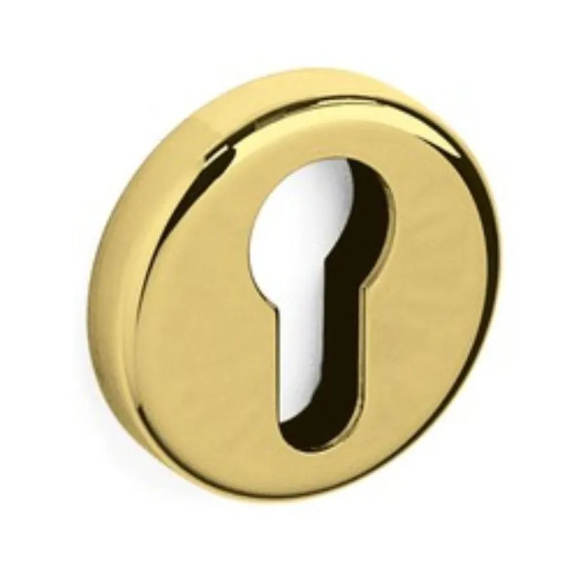 Populair Bocchetta tonda foro Yale 1159 Olivari per porta, spigolo stondato, diametro 47x10 mm, Ottone finitura Oro Lucido