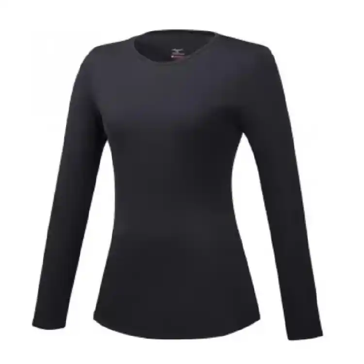 Lage Prijs Maglia termica donna Round Neck Long Sleeve Mizuno da lavoro, manica lunga, girocollo, taglia S, colore Nero