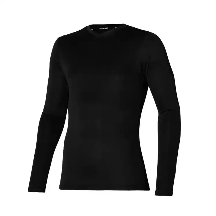 Maglia termica uomo V Neck Long Sleeve Mizuno da lavoro, manica lunga, scollo a V, taglia S, colore Nero Gratis Retour