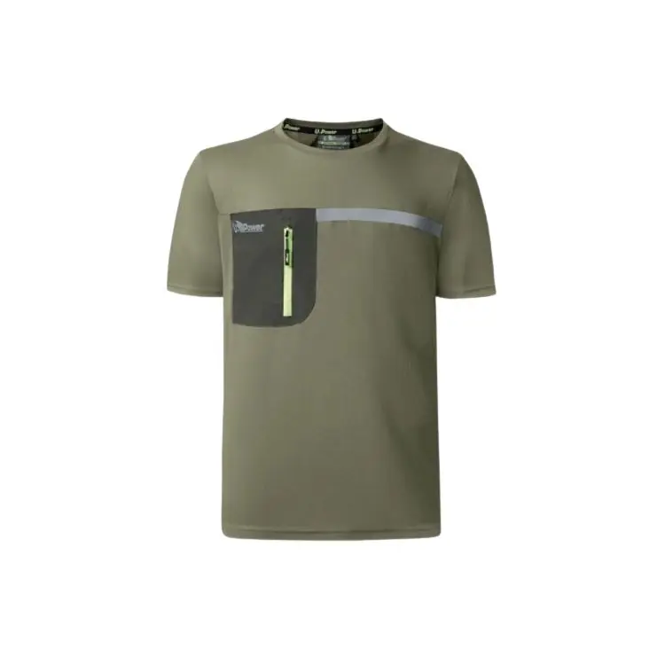 Alleen Vandaag T-shirt U Power Christal da lavoro, tasca verticale, tessuto HeiQ Smart Temp termoregolazione, taglia XL, colore Burnt Olive