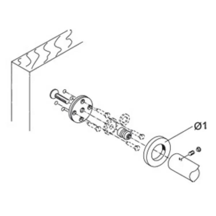 Populair Kit di fissaggio FIX.913 Pba per maniglione, con rosetta diametro 35 mm, finitura Inox Satinato