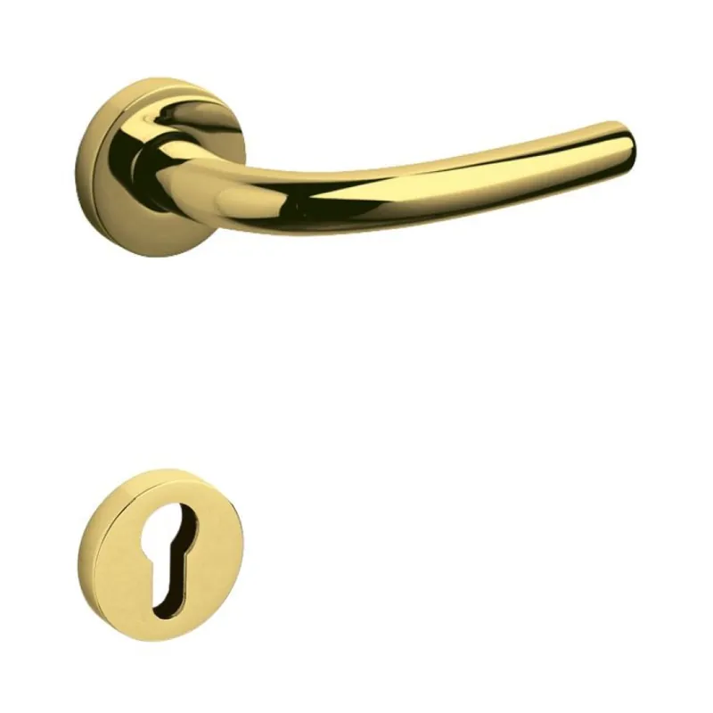 Maniglia Tizianella F Olivari per porta, rosetta e bocchetta tonda 47x10 mm, foro Yale, Ottone finitura Oro Lucido Speciale Aanbieding