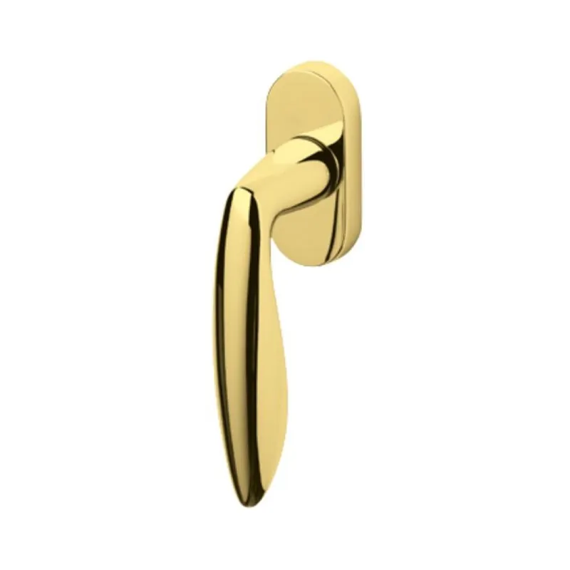 Uitverkoop Maniglia martellina Dk Onda K175 Olivari per serramento, rosetta ovale 32x71 mm, quadro 7 mm, Ottone finitura Oro Lucido
