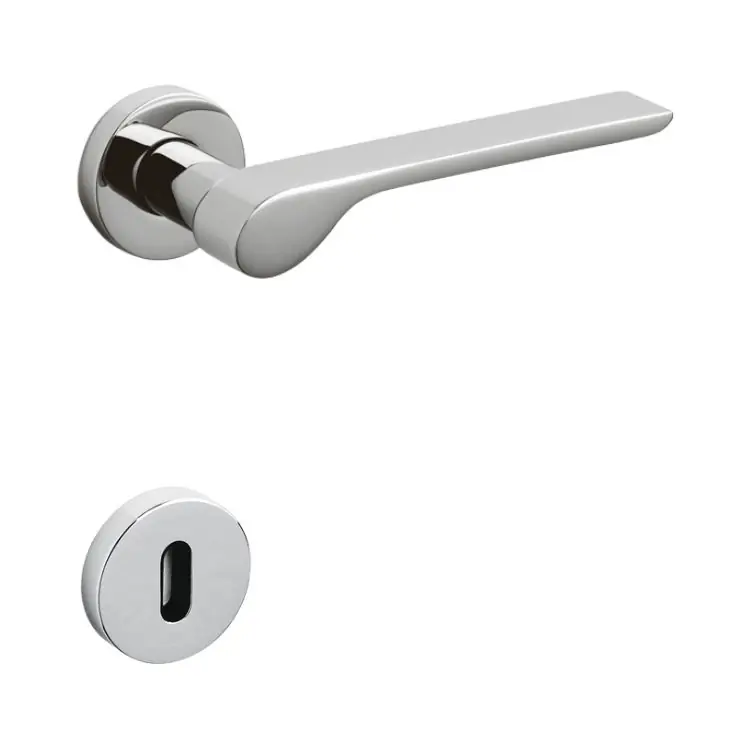 Maniglia Ala M215 Olivari per porta, rosetta e bocchetta tonda 47 mm foro Patent, quadro 8 mm, Ottone finitura Cromo Lucido Shop Nu
