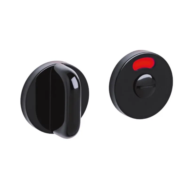 Nu Kopen Chiavistello Venezia Olivari per porta interna, con indicatore, rosetta tonda 50x10 mm, quadro 6 mm, spessore porta 41-47 mm, Nylon finitura Nero