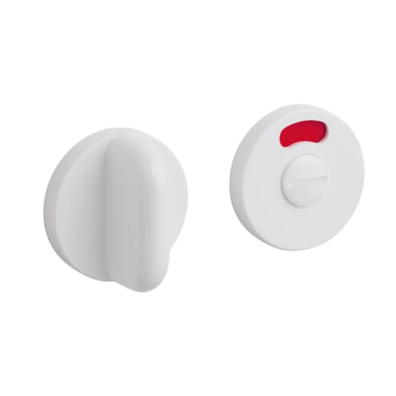 Chiavistello Venezia Olivari per porta interna, con indicatore, rosetta tonda 50x10 mm, quadro 6 mm, spessore porta 41-47 mm, Nylon finitura Bianco Snelle Levering