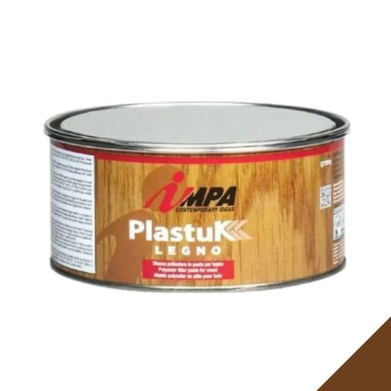 Stucco poliestere Impa per legno, in pasta bicomponente, barattolo 1,03 Kg, colore Noce Express Levering