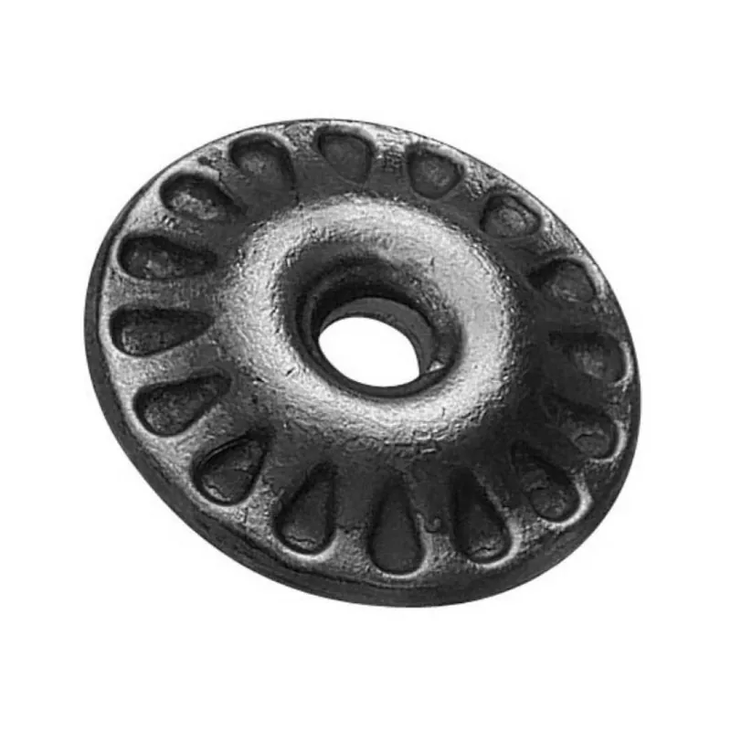 Tijdelijk Beschikbaar Borchia di copertura a fiore 1393/7 India per cancello, foro 12,5 mm, dimensioni 60x10 mm, materiale Ferro Battuto