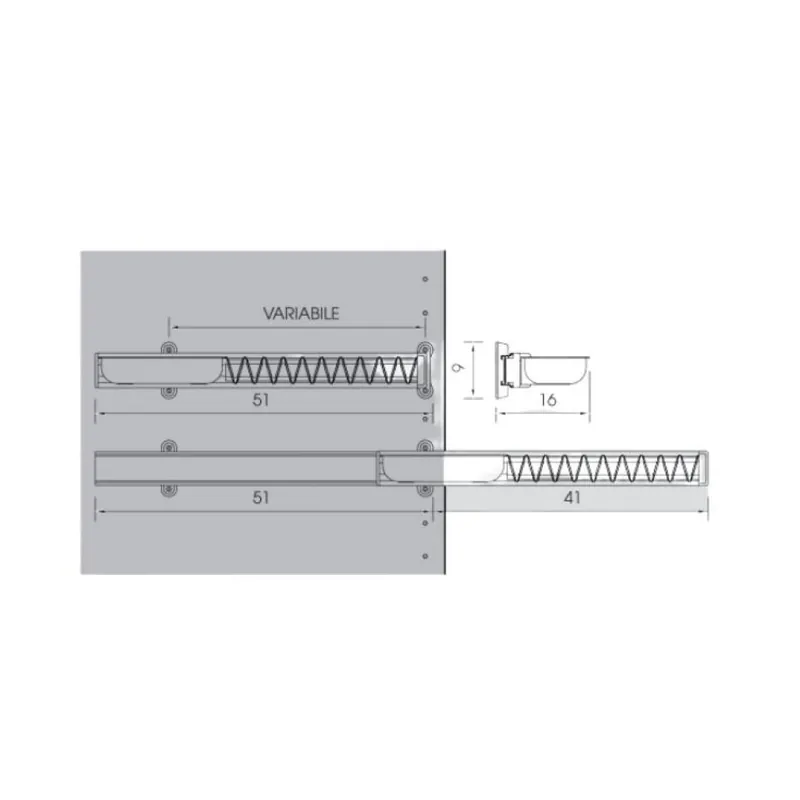 Alleen Vandaag Portacravatte estraibile 142/A Ambos per armadio, estensione 510-920 mm, Alluminio finitura Argento