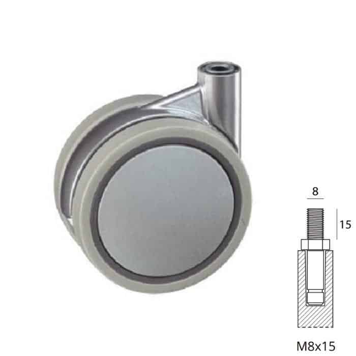 Korting Ruota SIRIO Sarmetal in Plastica per mobile, girevole su perno M8, senza freno, diametro 60 mm, altezza 70 mm, finitura Grigio