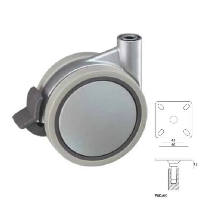 Beste Prijs Ruota SIRIO Sarmetal in Metallo per mobile, girevole su piastra 60x60 mm, con freno, diametro 100 mm, altezza 109 mm, finitura Grigio