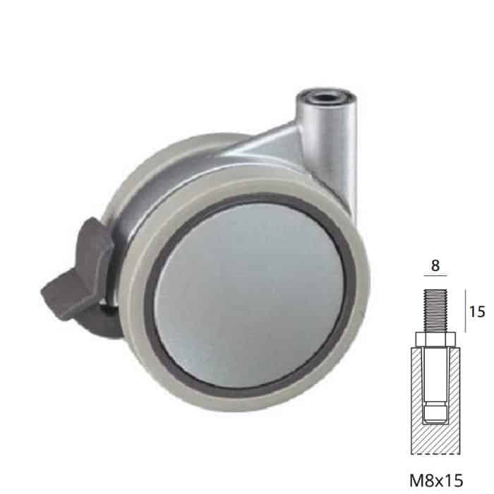 Rechtstreeks Van De Fabrikant Ruota SIRIO Sarmetal in Plastica per mobile, girevole su perno M8, con freno, diametro 60 mm, altezza 70 mm, finitura Grigio
