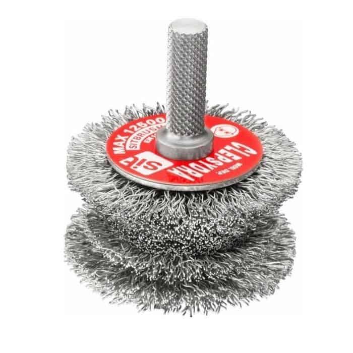 Spazzola circolare sagomata Clepsydra 0880 Sit, diametro 60 foro gambo 10 mm, finitura Zincato Laatste Kans
