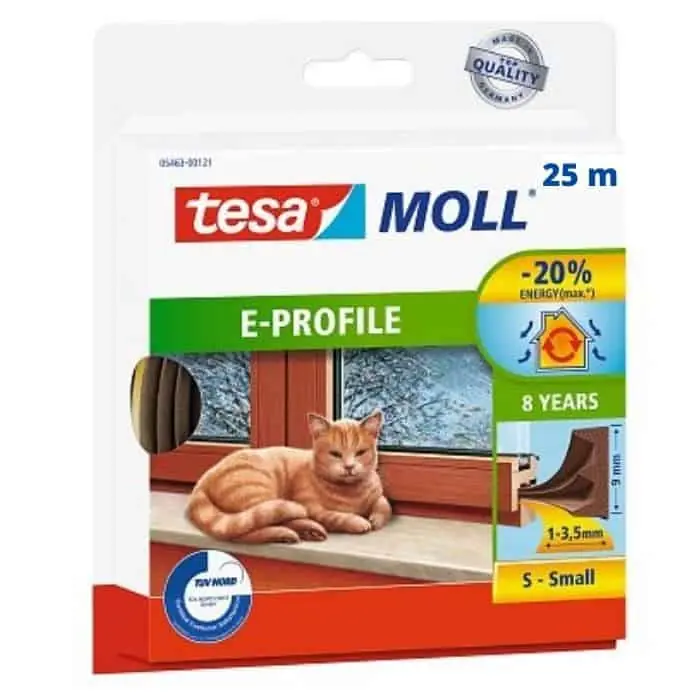 Guarnizione gomma adesiva E Tesa 05464-00101-00, lunghezza 25 mt, 9 mm, finitura Marrone Goedkoop