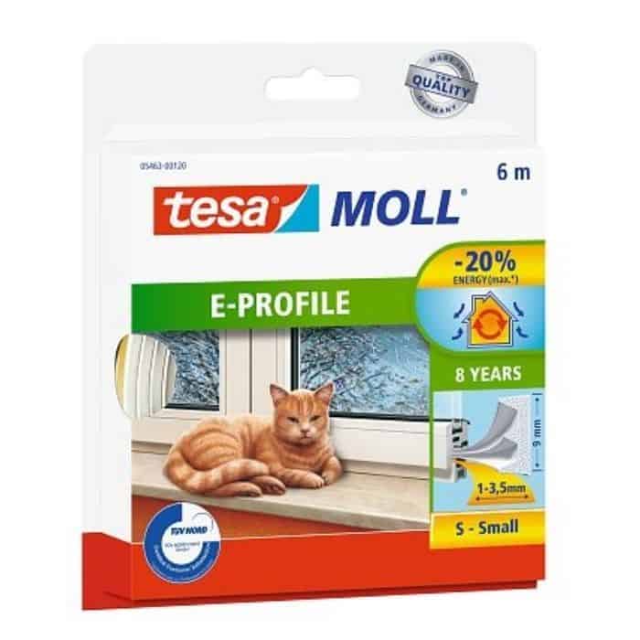 Populair Guarnizione gomma adesiva E Tesa 05463-00130-00, lunghezza 6 mt, 9 mm, finitura Bianco