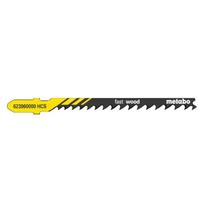 Weekendaanbieding Confezione 5 lame a seghetto Metabo Fast wood rettificata/stradata, punta a immersione, per legno, dimensioni 74x1,25 mm