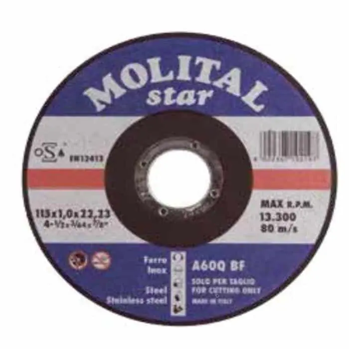 Veilige Betaling Disco rigido Molital Star per taglio ferro e inox, centro piano, dimensioni 115x16x22 mm