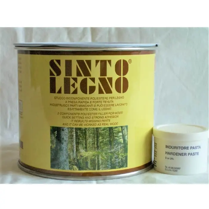Express Levering Stucco bicomponente Sintolegno CON INDURITORE per Legno, formato 750 ml, finitura Noce Brianza
