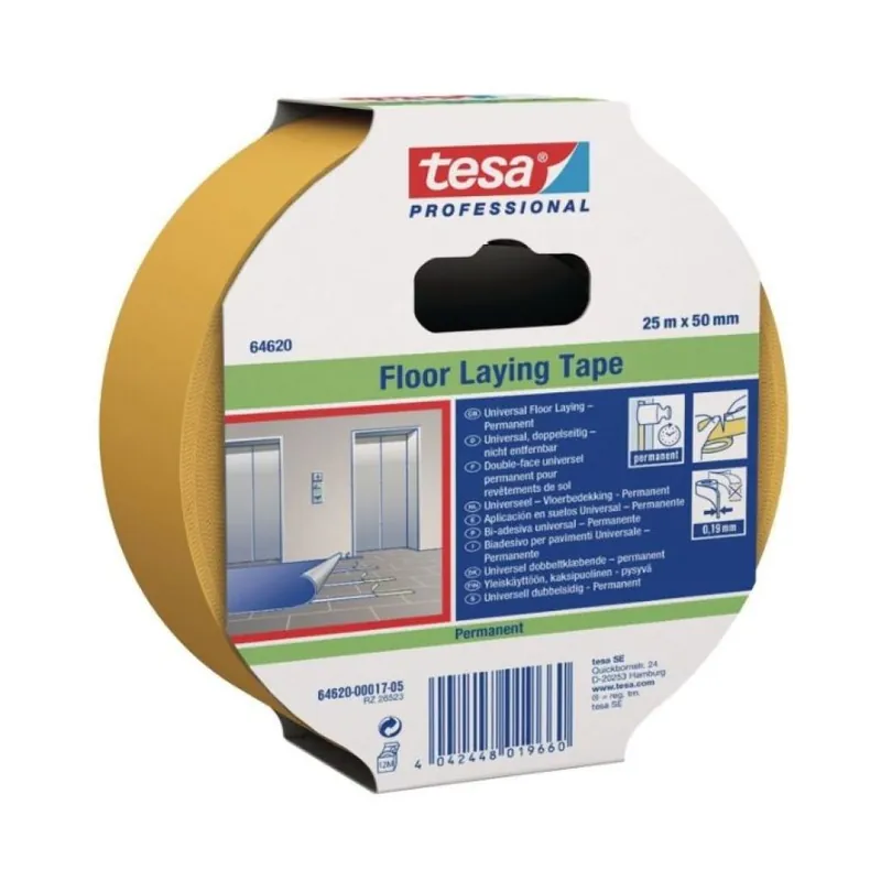 Nastro biadesivo 64620 Tesa per pavimenti, dimensione 50 mm x 25 m, Gomma Sintetica finitura Bianco Bestseller