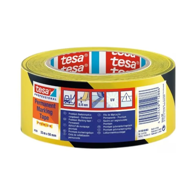Direct Verzonden Nastro Adesivo Segnaletico Tesa per alta visibilità , dimensione 33 mm, lunghezza 50 m, Pvc finitura Giallo Nero