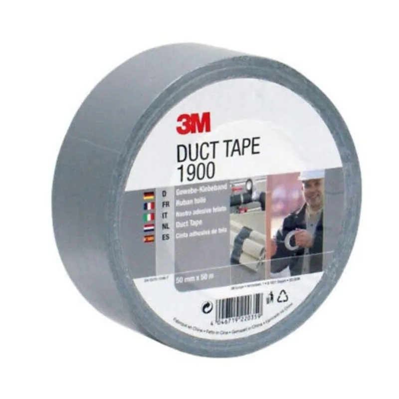 Beperkte Voorraad Nastro adesivo telato plastificato 1900 3M per sigillature leggere, dimensione 50 mm, lunghezza 50 m, Polietilene finitura Argento