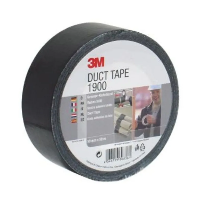 Superprijs Nastro adesivo telato plastificato 1900 3M per sigillature leggere, dimensione 50 mm, lunghezza 50 m, Polietilene finitura Nero