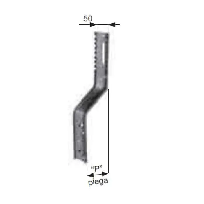Supporto verticale a telaio tipo Torino Sames per tapparella avvolgibile, modello con piega 100 mm, finitura Zincata Rechtstreeks Van De Fabrikant