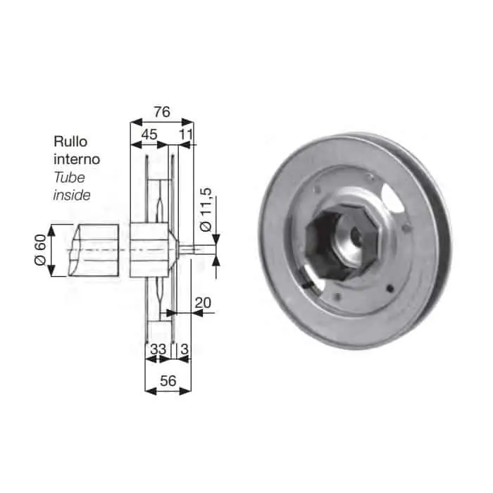Hete Deal Puleggia Sames per rullo ottagonale tapparella avvolgibile sezione 60 mm, diametro 200 mm, finitura Zincata