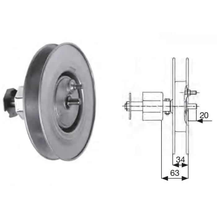 Riduttore Sames per rullo tapparella, portata 45 Kg, puleggia 240 mm, finitura zincata Populair