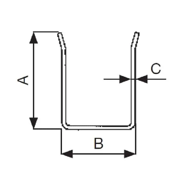 Guida a U Sames per tapparella avvolgibile, su misura con fori in fondo, lunghezza 2 mt, dimensioni 22x19 mm, finitura Zincata Gereduceerde Prijs