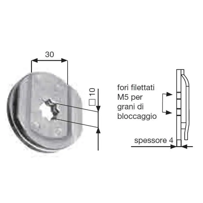 Bestel Nu Testina estraibile Sames per tapparella avvolgibile, con foro a stella per perno 10 mm, innesto 30 mm, finitura Zincata