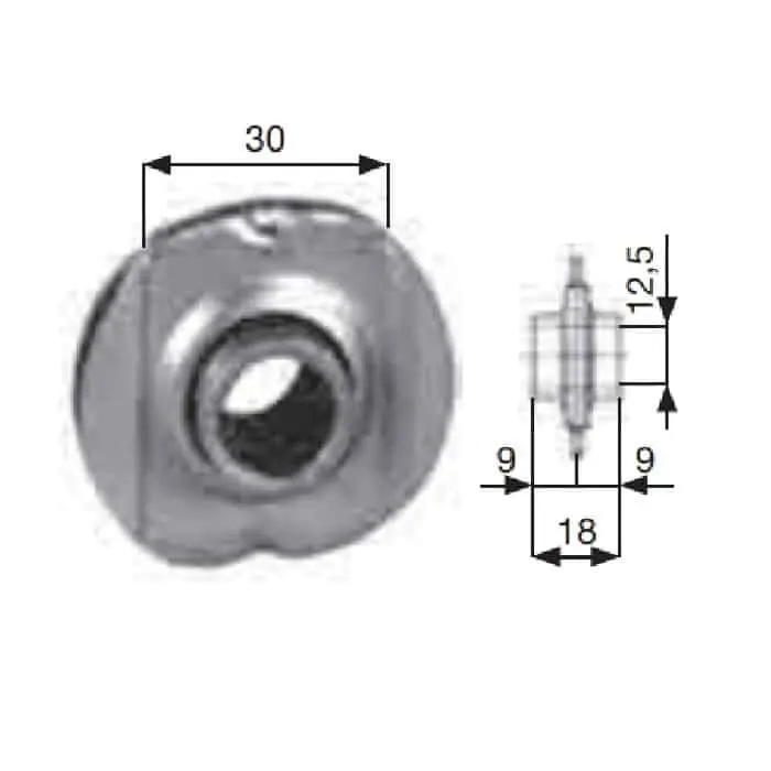 Testina a sfere estraibile Sames per tapparella avvolgibile, innesto 30 mm, boccola 18 mm (9+9), finitura Zincata Weekendaanbieding