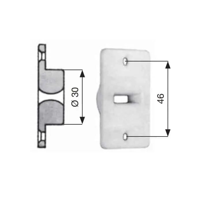 Merkproduct Guidacinghia a incastro verticale Sames per tapparella avvolgibile, diametro 30 mm, materiale Nylon, colore Bianco
