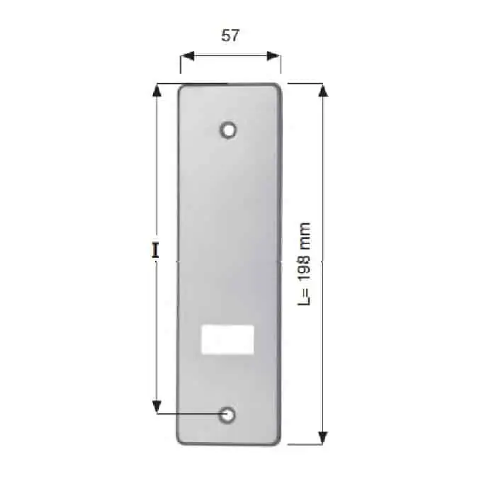 Placca Sames per avvolgitore serie Esa, dimensioni 57x198 mm, interasse 135 mm, finitura Inox Beperkt Aanbod