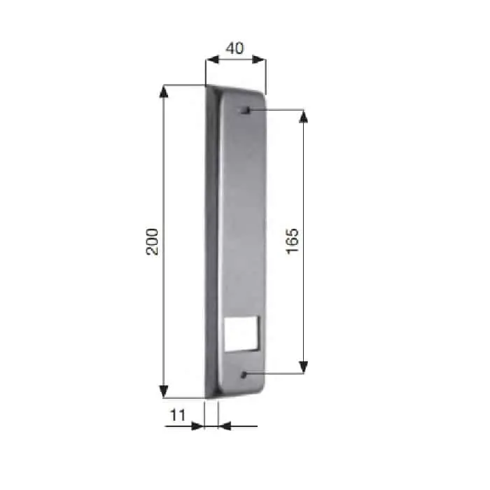 Op = Op Placca Sames per avvolgitore serie SP, dimensioni 40x200 mm, interasse 165 mm, finitura Anodizzato Argento