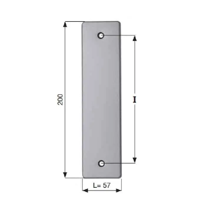 Favoriet Placca cieca Sames per avvolgitore serie Erre, dimensioni 57x200 mm, interasse 165 mm, finitura Anodizzato Argento