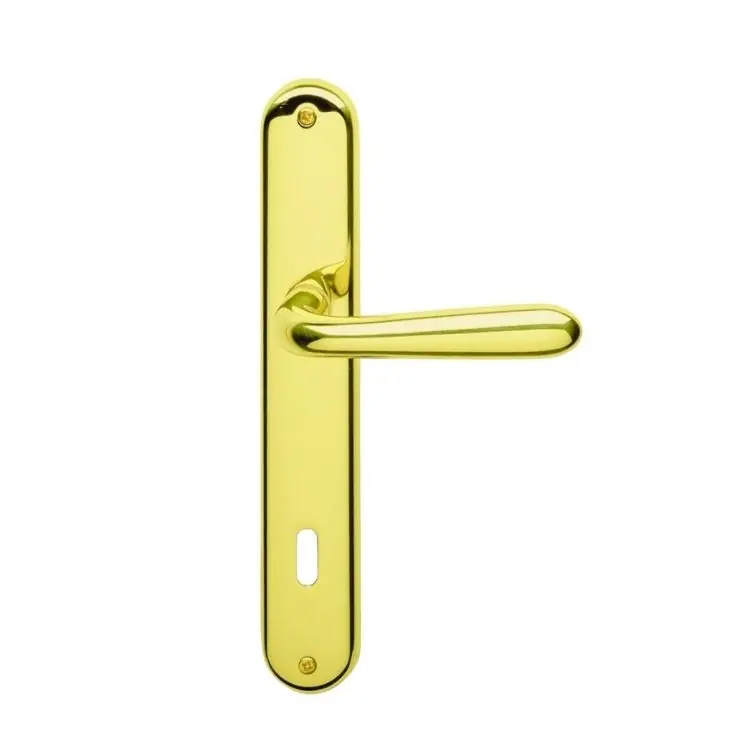 Gereduceerde Prijs Maniglia Uno Z per porta interna, placca lunga 244x40 mm, foro Patent interasse 90 mm, Zalor finitura Oro Lucido Ghi.co